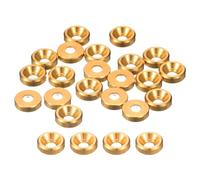 sourcing map 20 Pcs M2 Finishing Countersunk Washers, Aluminum Alloy Screw Gaskets, Cup Head Washer Gasket for Mechanical Accessories Parts, Gold