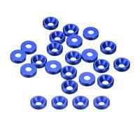 sourcing map 20 Pcs M2 Finishing Countersunk Washers, Aluminum Alloy Screw Gaskets, Cup Head Washer Gasket for Mechanical Accessories Parts, Dark Blue