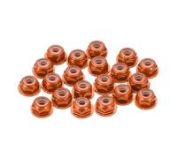 sourcing map 20 Pcs M2 Pitch 0.4mm Aluminum Alloy Lock Nuts Flanged Hex Nuts Nylon Locking Serrated for RC Drone Quadcopter Motor Prop Adapter FPV Parts Fasteners, Orange