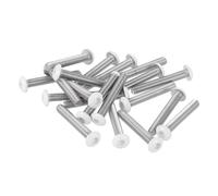 sourcing map 20 Pcs M3-0.5 x 20mm Button Head Hex Socket Head Screws, 304 Stainless Steel Bolts Full Thread Bright Finish Furniture Machine Screws for Furniture Electrical Appliances, White