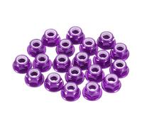 sourcing map 20 Pcs M3 Pitch 0.5mm Aluminum Alloy Lock Nuts Flanged Hex Nuts Nylon Locking Serrated for RC Drone Quadcopter Motor Prop Adapter FPV Parts Fasteners, Purple