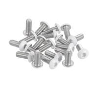 sourcing map 20 Pcs M4-0.7 x 10mm Button Head Hex Socket Head Screws, 304 Stainless Steel Bolts Full Thread Bright Finish Furniture Machine Screws for Furniture Electrical Appliances, White