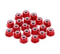 sourcing map 20 Pcs M4 Pitch 0.7mm Aluminum Alloy Lock Nuts Flanged Hex Nuts Nylon Locking Serrated for RC Drone Quadcopter Motor Prop Adapter FPV Parts Fasteners, Red