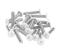 sourcing map 20 Pcs M5-0.8 x 25mm Button Head Hex Socket Head Screws, 304 Stainless Steel Bolts Full Thread Bright Finish Self Tapping Screws for Furniture Electrical Appliances, White