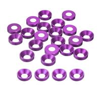 sourcing map 20 Pcs M6 Finishing Countersunk Washers, Aluminum Alloy Screw Gaskets, Cup Head Washer Gasket for Mechanical Accessories Parts, Purple