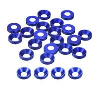 sourcing map 20 Pcs M6 Finishing Countersunk Washers, Aluminum Alloy Screw Gaskets, Cup Head Washer Gasket for Mechanical Accessories Parts, Dark Blue