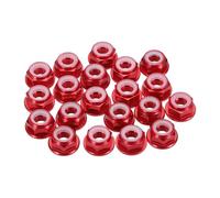 sourcing map 20 Pcs M6 Pitch 1mm Aluminum Alloy Lock Nuts Flanged Hex Nuts Nylon Locking Serrated for RC Drone Quadcopter Motor Prop Adapter FPV Parts Fasteners, Red
