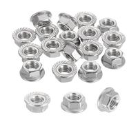 sourcing map 20 Pcs M8x1.25mm Serrated Flange Hex Lock Nuts, 304 Stainless Steel Hexagon Flange Metric Locknuts Fasteners, Bright Finish for Furniture, Machine, DIY