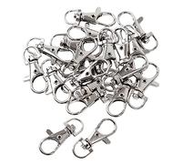 sourcingmap 20 Pcs Metal Lobster Swivel Claw Clasp Hooks, 25cm Trigger Clip Buckle with Round Eye Swivel D Keyring Key Ring for Keychains, Key, Charm, Jewelry, Lanyard, Art Crafts, Silver Tone