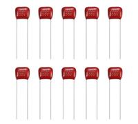 sourcing map 20 Pcs Metallized Polypropylene Film Capacitors, CBB21/CBB22 100V 222J 0.0022UF Capacitors Assortment Kit for Electronics Appliances and Energy Saving Lamps, Red