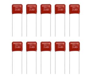 sourcing map 20 Pcs Metallized Polypropylene Film Capacitors, CBB21/CBB22 400V 224J 0.22UF Capacitors Assortment Kit for Electronics Appliances and Energy Saving Lamps, Red