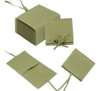 Sourcing Map 20 Pcs Microfiber Pouch 3.1 × 3.1 Inch, Mini Packaging Bag With Tie for Small Jewelry, Gift Bag Bulk for Necklace Earrings Bracelet, Green