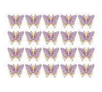 sourcing map 20 Pcs Mini Butterfly Charm, Metal Gold Plated Butterfly Pendant with Diamond for Jewelry Making DIY Bracelet Necklace Earring Phone Accessories Keychain, Purple, 23x26mm