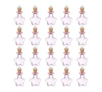 sourcing map 20 Pcs Mini Glass Bottles Jars, Star Small Cute Glass Jars Vials Pendants Small Vials Wishing Bottle with Cork Stoppers and Eye Screws for DIY Crafts Wedding Favors, Pink