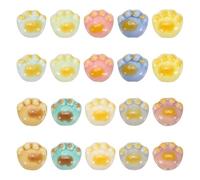 sourcing map 20 Pcs Paw Print Porcelain Beads, Cute Handmade Animal Footprint Porcelain Ceramic Beads Pet Cat Paw Beading 2.5mm Holes for DIY Crafts Jewelry Making Bracelets, 10 Colors