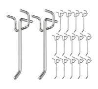 sourcing map 20 Pcs Pegboard Hooks 10cm, 3.9 Inch Peg Board Hooks Kit Fit 1/5" Pegboard Garage for Hanging Shelving Tool Storage Craft Organizing, Silver Tone (1.2mm Hole Dia)