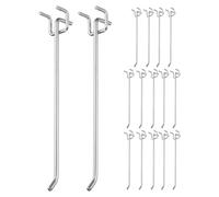 sourcing map 20 Pcs Pegboard Hooks 20cm, 7.9 Inch Peg Board Hooks Kit Fit 1/5" Pegboard Garage for Hanging Shelving Tool Storage Craft Organizing, Silver Tone (1mm Hole Dia)