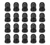 sourcing map 20 Pcs PG9 Cable Glands Adjustable 4-8mm PA6 Nylon IP68 Waterproof Connectors with Seals Anti-Corrosion for Industrial/Outdoor Electrical Systems (Black)
