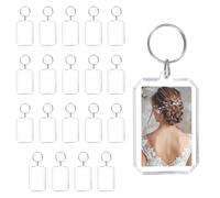 sourcing map 20 Pcs Photo Frame Keyring, Acrylic Picture Keychains Clear Photo Insert Keychain 2.3 x 1.6 Inch Octagon Blank Photo Keychains for Photo Display Supplies, Transparent