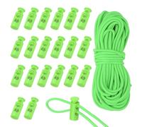 sourcing map 20 Pcs Plastic Cord Locks & 5M/16 ft Elastic Cord, Double-Hole Toggles for Drawstrings End Stopper Fastener Slider Toggles Clip for Shoelaces Backpacks Replacement, Light Green