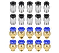 sourcing map 20 Pcs Pneumatic Fitting, PC4-M6/M10 Push to Connect Pneumatic Tube Fittings, Straight Through Fitting for 3D Printer, 2x4mm Tubes, Blue/Black