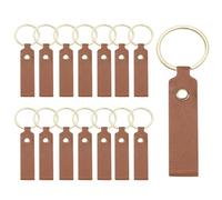 sourcing map 20 Pcs PU Leather Keychain Blanks Bulk Laser Engraving Keychain Leather Key Fob Kit with Key Rings for DIY Supplies Gifts (Dark Brown, 3.7" x 0.7")