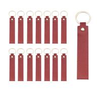 sourcing map 20 Pcs PU Leather Keychain Blanks Bulk Laser Engraving Keychain Leather Key Fob Kit with Key Rings for DIY Supplies Gifts (Dark Red, 5.3" x 0.8")