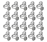 sourcing map 20 Pcs Ring Blank, Adjustable Finger Ring Blank Base Stainless Steel Open Cuff Bezel Trays Fit 12mm Round for Jewelry Making DIY Crafting, Silver Black