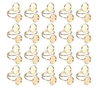 sourcing map 20 Pcs Ring Blank, Adjustable Finger Ring Blank Base Stainless Steel Open Cuff Bezel Trays Fit 12mm Round for Jewelry Making DIY Crafting, Champagne Gold