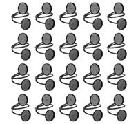 sourcing map 20 Pcs Ring Blank, Adjustable Finger Ring Blank Base Stainless Steel Open Cuff Bezel Trays Fit 12mm Round for Jewelry Making DIY Crafting, Black