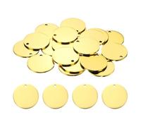 sourcing map 20 Pcs Round Blank Stamping Tag 15mm Stainless Steel Circle Polished Blanks Tag Pendants with Hole for Bracelet Crafts Labeling Making, Gold