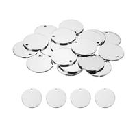 sourcing map 20 Pcs Round Blank Stamping Tag 25mm Stainless Steel Circle Polished Blanks Tag Pendants with Hole for Bracelet Crafts Labeling Making, Silver