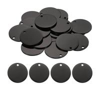 sourcing map 20 Pcs Round Blank Stamping Tag 30mm Stainless Steel Circle Polished Blanks Tag Pendants with Hole for Bracelet Crafts Labeling Making, Black