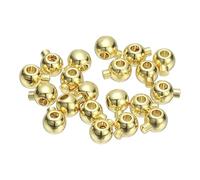 sourcing map 20 Pcs Round Crimp Beads, 3.2mm Copper Spacer Beads Connectors Loose Beading Findings End Stopper for Earrings Necklaces Bracelets Pendant DIY Crafts, Light Gold