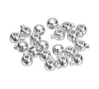 sourcing map 20 Pcs Round Crimp Beads, 3.2mm Copper Spacer Beads Connectors Loose Beading Findings End Stopper for Earrings Necklaces Bracelets Pendant DIY Crafts, Silver