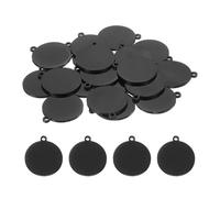 sourcing map 20 Pcs Round Stainless Steel Tags 20mm Circle Stamping Polished Plating Blanks with External Hole for Bracelet Crafts Labeling Making, Black