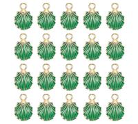 sourcing map 20 Pcs Sea Shells Charm, Gold Plated Charm for DIY Mobile Phone Accessories Keychain Crafting, 19x13mm, Green