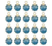 sourcing map 20 Pcs Sea Shells Charm, Gold Plated Charm for DIY Mobile Phone Accessories Keychain Crafting, 19x13mm, Blue