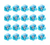 sourcing map 20 Pcs Sequin Beaded Flower Appliques, 0.98 Inch Handmade Embroidery Sewing Beads Patches Mini Paillette Crystal Applique for DIY Craft Clothing Bags Headbands Shoes, Sky Blue