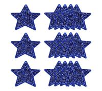 sourcing map 20 Pcs Sequin Star Iron on Patches, 2.6 x 2.4 Inch Embroidery Sequin Patches for Clothing Repair Backpack Shoes Decoration, Deep Blue