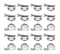 sourcing map 20 Pcs Silver Brooch Blank Round Trays with Alligator Clip and Pin Metal Brooch Clasp Clip Pins Disc Base for Corsage ID Badges Name Cards Tags DIY Craft (30mm/1.2")