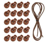 sourcing map 20 Pcs Single Hole Cord Locks with 39Inch Elastic Shock Cord, Plastic Spring Toggle Stopper Clip with Stretch String for Shoelaces Drawstrings Paracord, Coffee