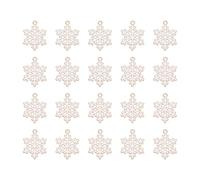 sourcing map 20 Pcs Snowflake Charm, Alloy Gold Plated Snowflake Pendant or Phone Accessories Keychain Crafting, White, 23x18mm