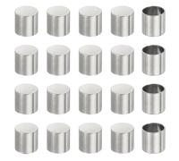 sourcing map 20 Pcs Stainless Steel Cord End Caps, 8 mm End Cap Barrel Beads Leather Cord End Caps for Jewelry Making DIY Tassel 8.2 mm Length Silver