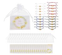 sourcing map 20 Pcs Sunflower Bracelets Bohemia Surf Friendship Bracelet Adjustable Sunflower Braided Set with Card & Mesh Bag for Women Trendy Jewelry Couple Gifts, White/Red/Dark Blue/Black