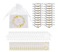 sourcing map 20 Pcs Sunflower Bracelets Bohemia Surf Friendship Bracelet Adjustable Sunflower Braided Rope String Set with Card & Mesh Bag for Women Trendy Jewelry Couple Gifts, Black