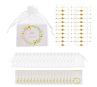 sourcing map 20 Pcs Sunflower Bracelets Bohemia Surf Friendship Bracelet Adjustable Sunflower Braided Rope String Set with Card & Mesh Bag for Women Trendy Jewelry Couple Gifts, Apricot