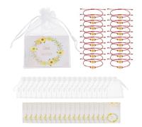 sourcing map 20 Pcs Sunflower Bracelets Bohemia Surf Friendship Bracelet Adjustable Sunflower Braided Rope String Set with Card & Mesh Bag for Women Trendy Jewelry Couple Gifts, Red