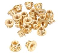 sourcing map 20 Pcs Threaded Inserts, M3 x 3.5mm H x 4.6mm OD Brass Metric Knurled Flange T-Nuts Female Threaded Heat Set Inserts Embedment Nut for Plastic and 3D Printing Components