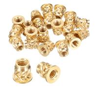 sourcing map 20 Pcs Threaded Inserts, M3 x 5.4mm H x 4.6mm OD Brass Metric Knurled Flange T-Nuts Female Threaded Heat Set Inserts Embedment Nut for Plastic and 3D Printing Components